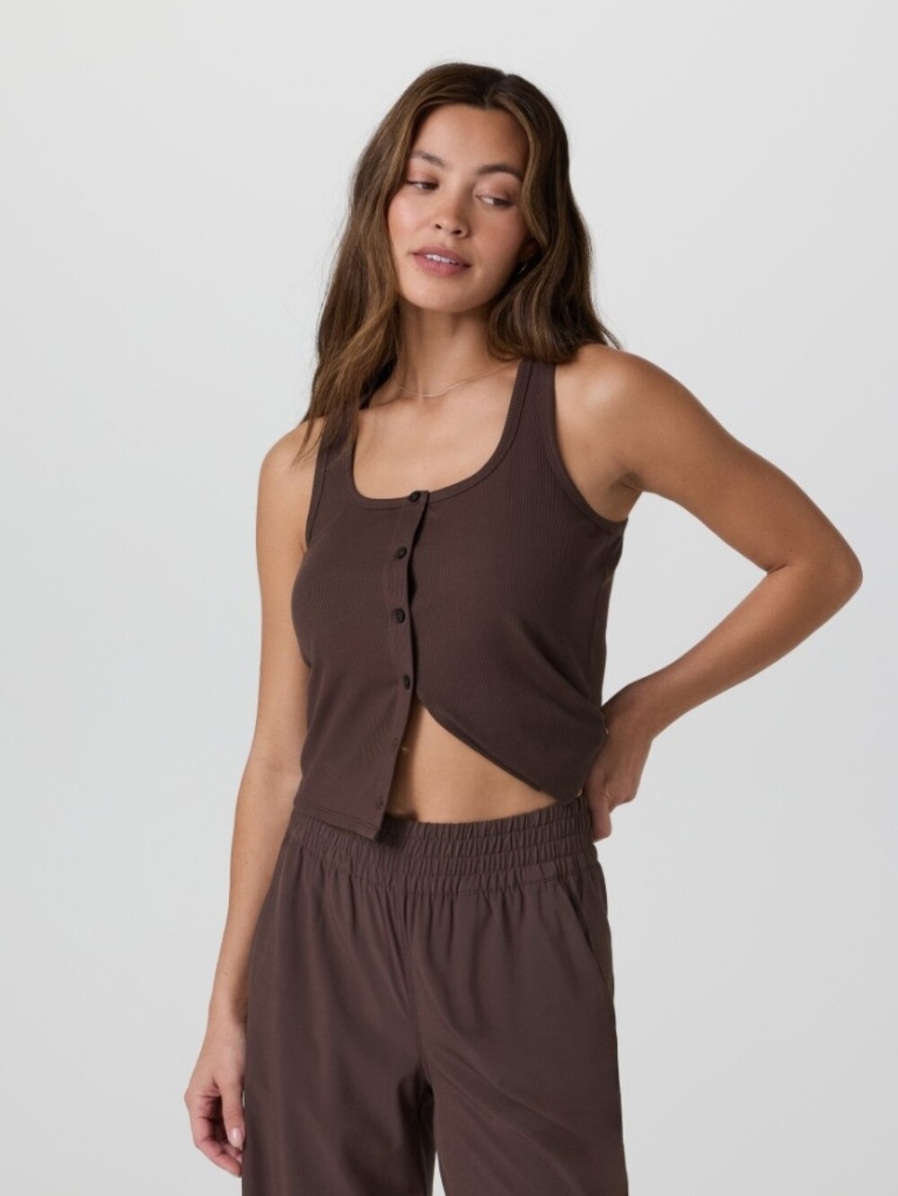 Nwt Vuori Womens Pose Cardigan Tank Sz S. Java Brown (#26)